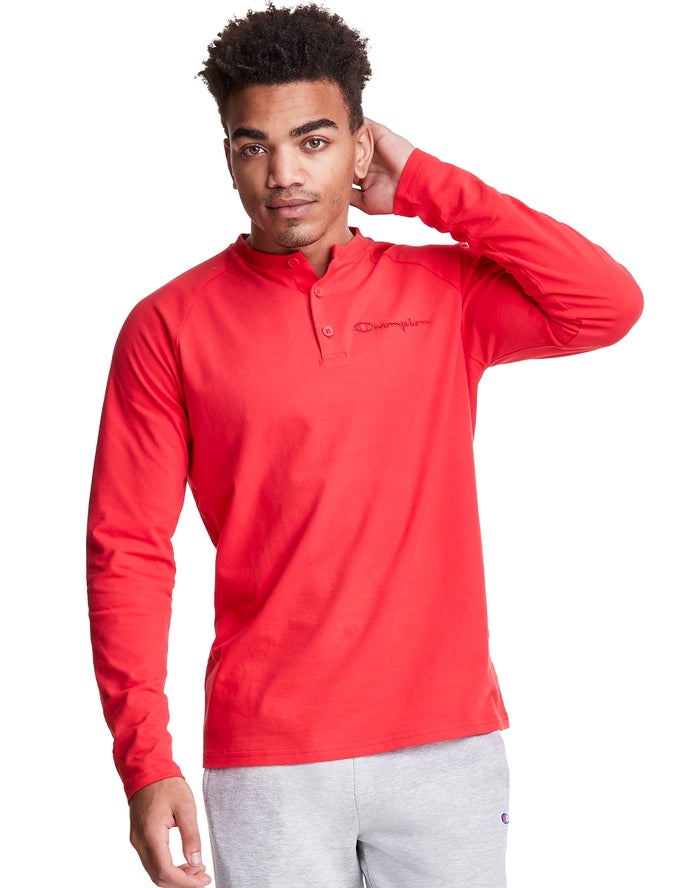 Camiseta Champion Hombre - Long Sleeve Henley ( Rojas ) 6952870-PK